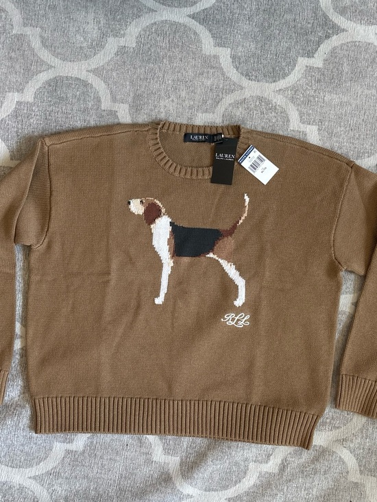 Ralph Lauren Sweaters - Ralph Lauren Brown Crewneck Sweater with Beagle Intarsia